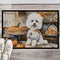 Edge Collections - 24" x 36" - Multicolor - Bichon Frise Fall Kitchen Pumpkins Doormat - 1 Piece